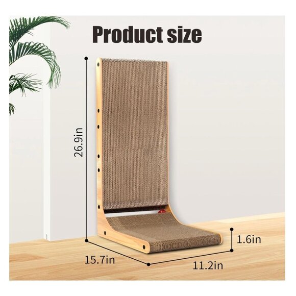 Draywitt L Shape Cat Scratcher - Scratching Board for Indoor Cats，26.9inches Scr - Picture 2 of 7